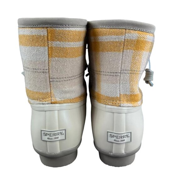 Sperry Top-Sider Saltwater Plaid Ivory Duck Boots Women's Sizes 5.5 - 11 M - Picture 5 of 9